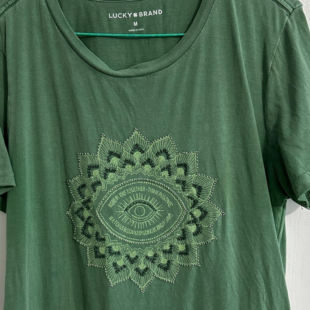 Lucky Brand Forest Green Mandala Tee